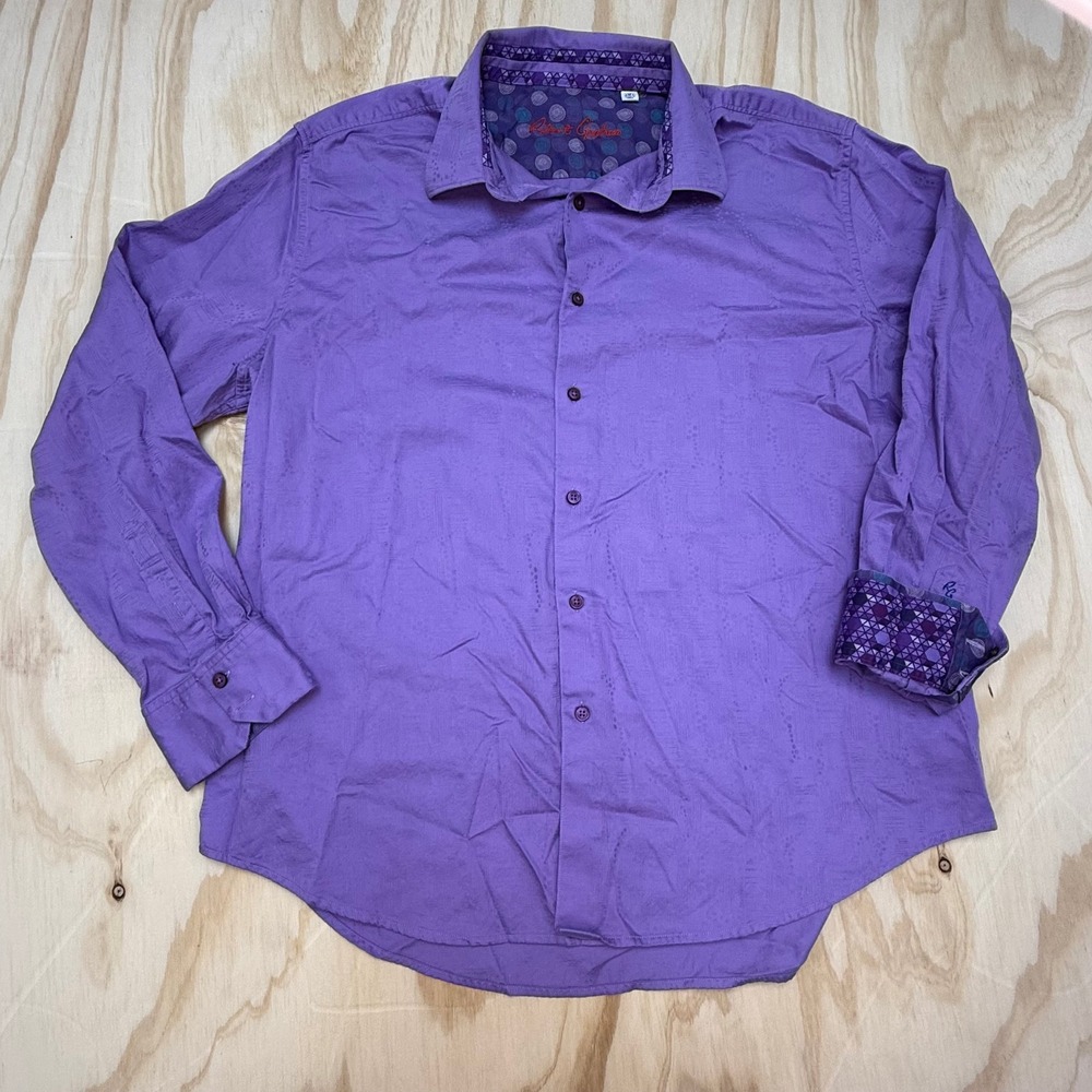 Robert Graham Purple Jacquard Button Down Shirt Classic Fit 3XL FLAW
